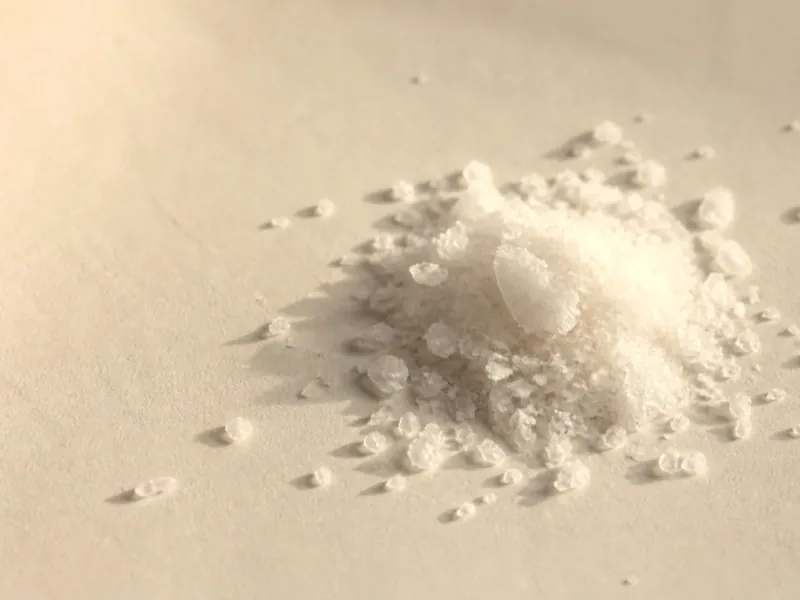 Small pile of coarse sea salt crystals