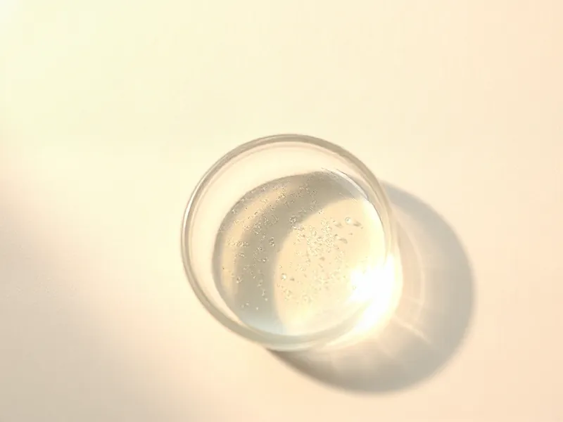 Small dome of clear, sparkling liquid in a glass dish