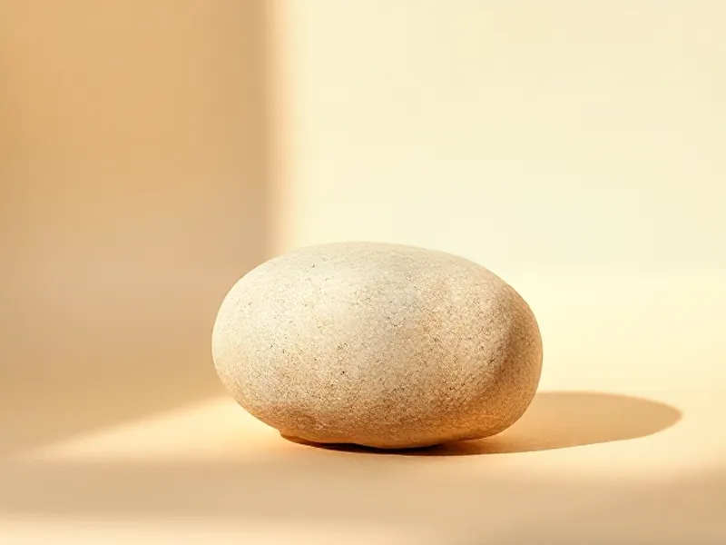 Smooth pale pebble with a mineral sheen