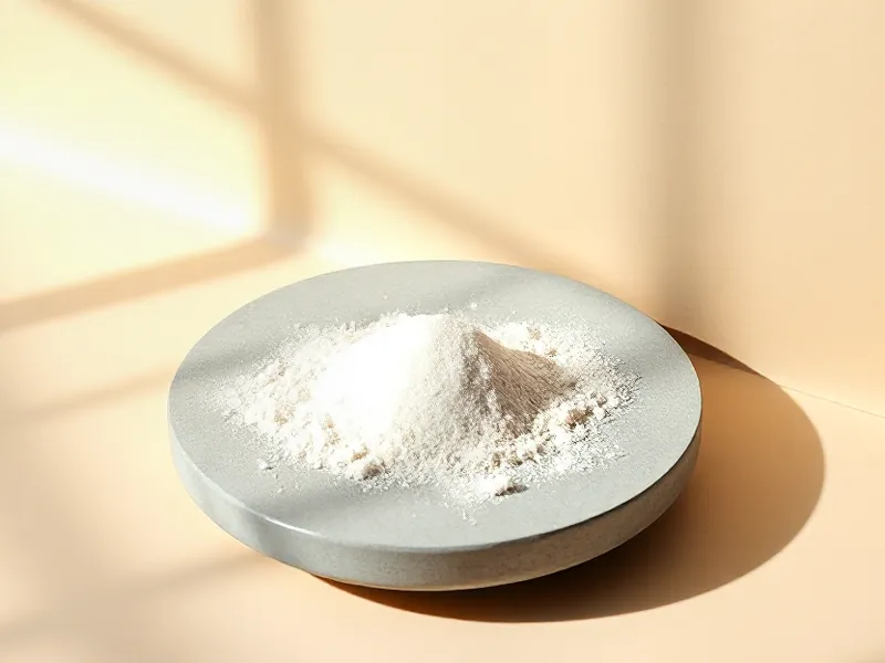 Small heap of white crystalline powder on a grey stone dish