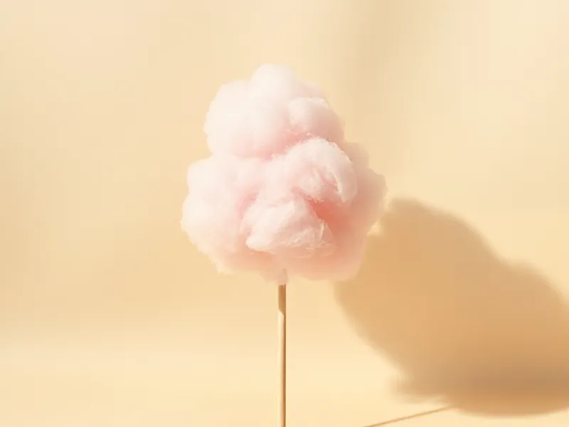 Pink cloud of cotton candy on its stick
