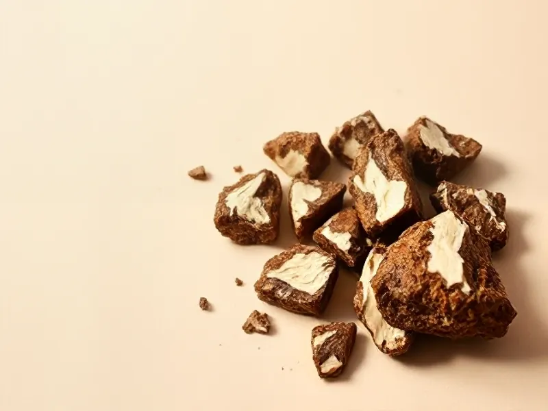 Pieces of light brown benzoin resin with creamy glints