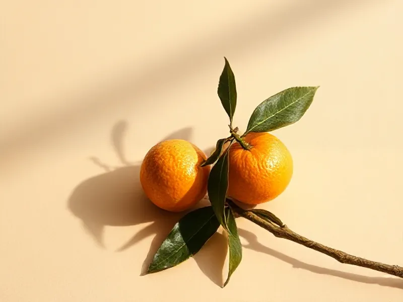 Small bitter oranges on a leafy branch