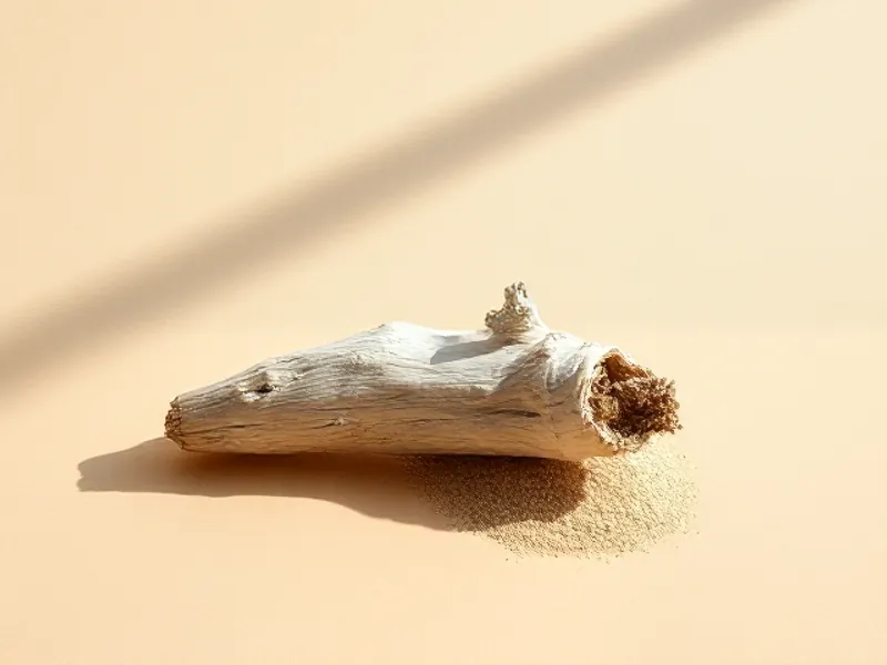 Piece of pale driftwood smoothed by the sea