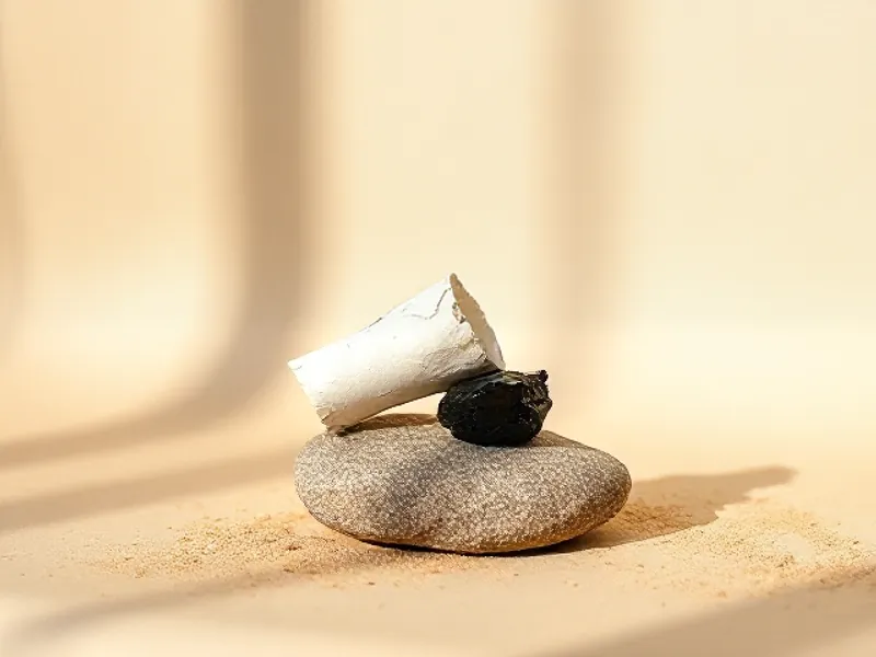 White birch bark and a piece of birch tar on a stone
