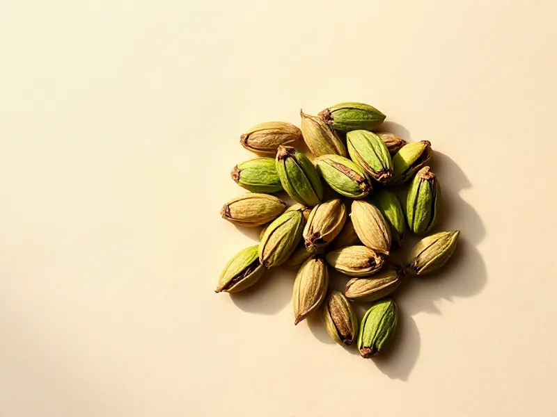 Small heap of green cardamom pods