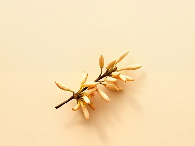Honeysuckle branch with tubular cream-yellow flowers