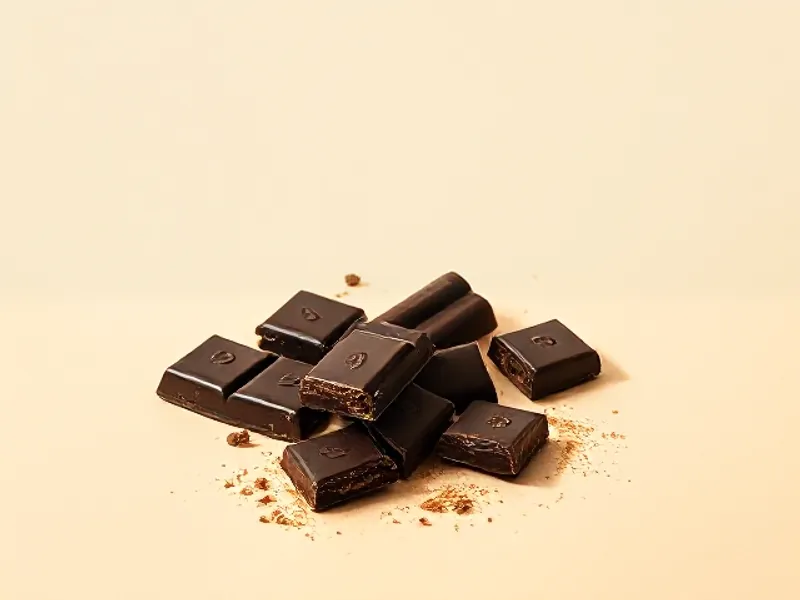 Broken squares of dark chocolate