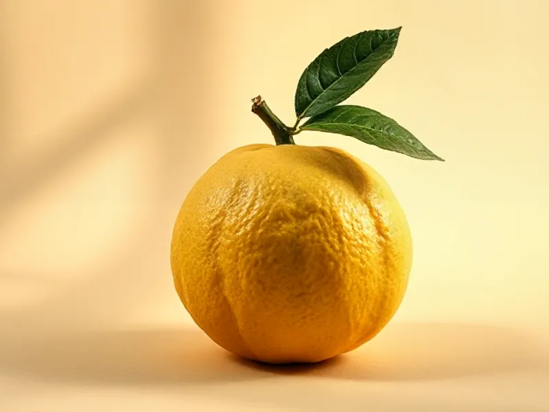 Large Amalfi lemon with its leaves