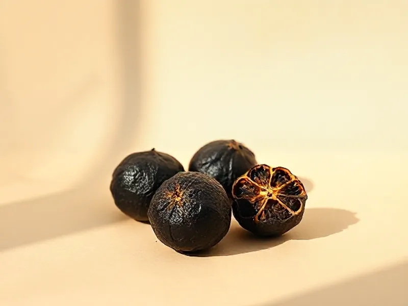 Dried black limes, one split open