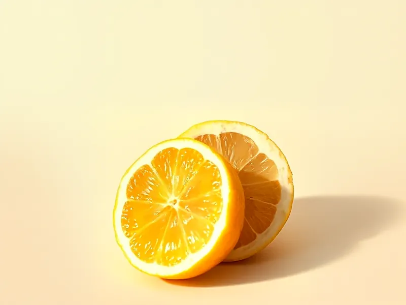 Lemon cut in half, juicy flesh, in front of a whole lemon