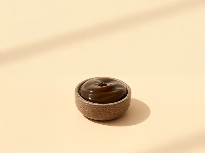 Small dark paste of civet in a discreet dish