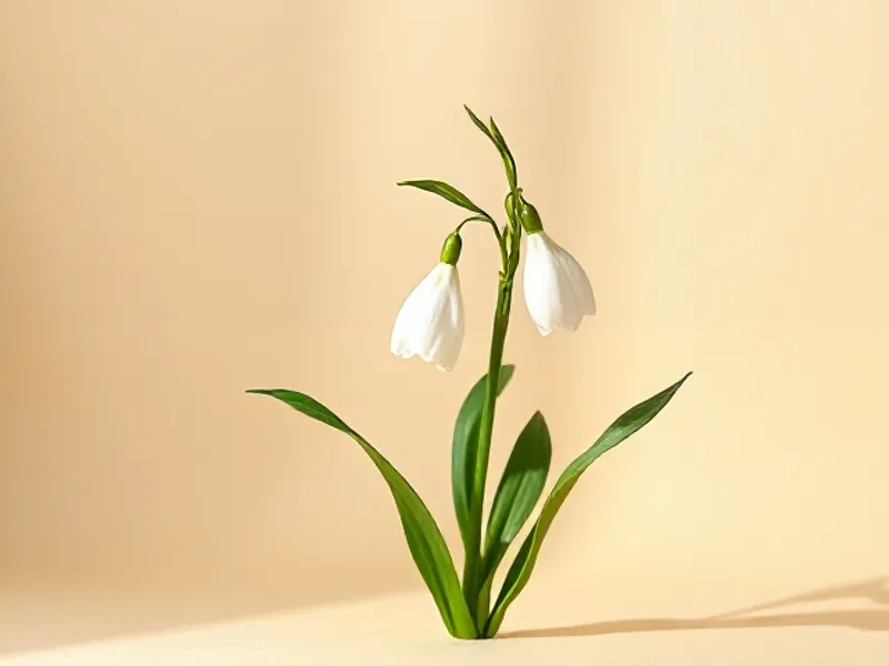 Bell-shaped white snowdrop flowers