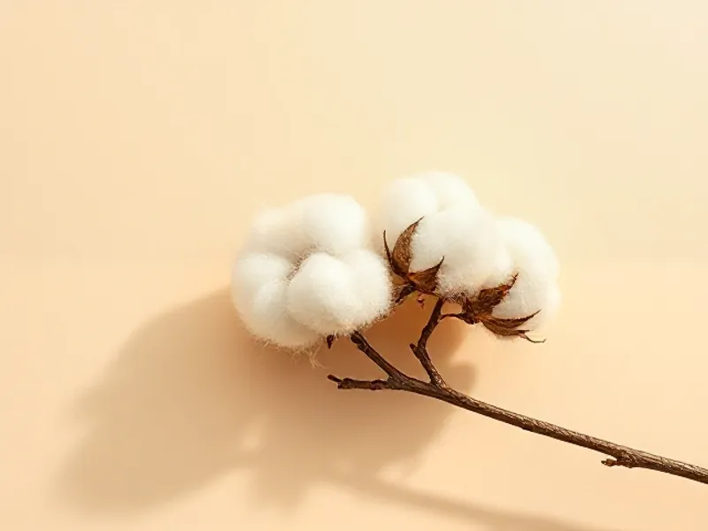 Fluffy cotton flowers on a dry branch