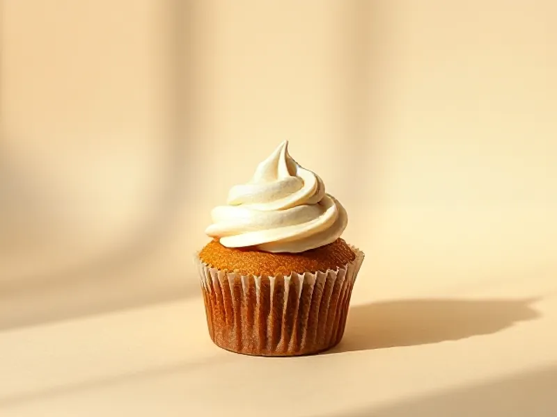 Cupcake topped with a cloud of frosting