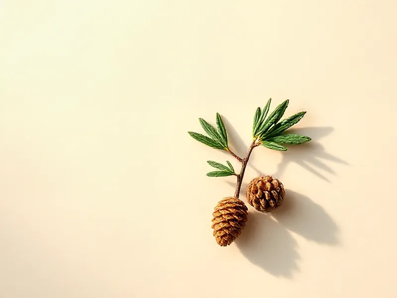 Cypress sprig with its needles and a small cone