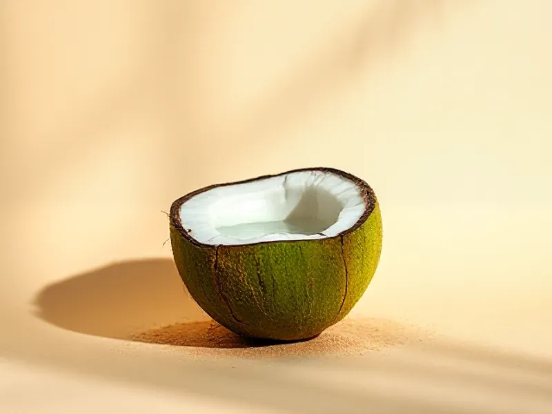 Open young green coconut