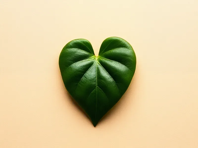 Glossy green heart-shaped leaf