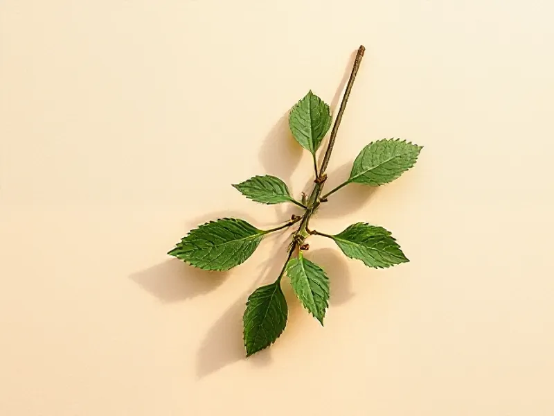 Small serrated birch leaves on a branch