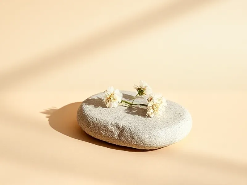 Small fluffy white flowers on a stone