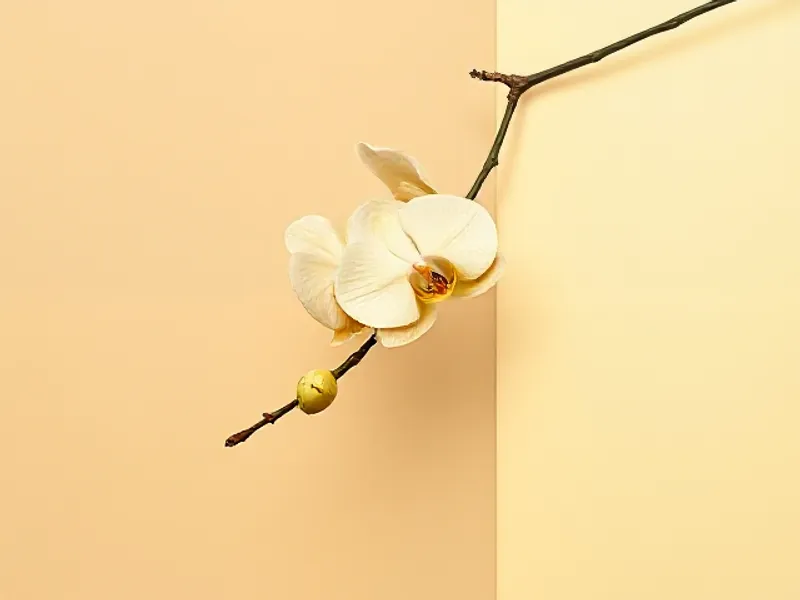 Pale yellow-green vanilla orchid flower