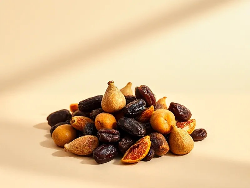 Assortment of dried fruit: figs, dates and apricots