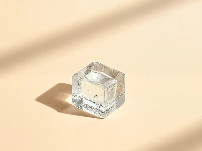 Clear ice cube melting