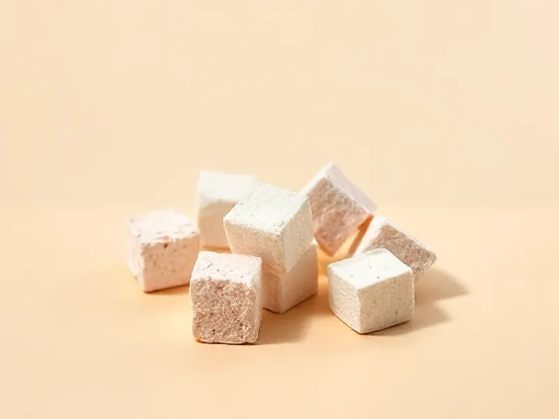 White and pink marshmallow cubes