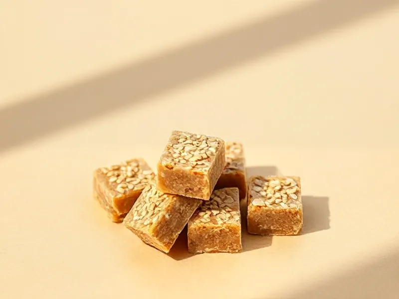 Golden pieces of sesame halva