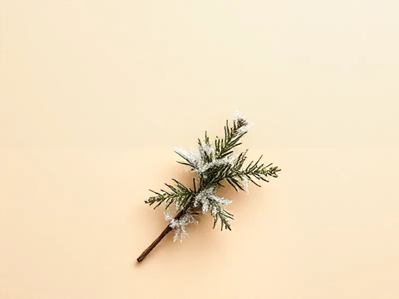Conifer sprig frosted white