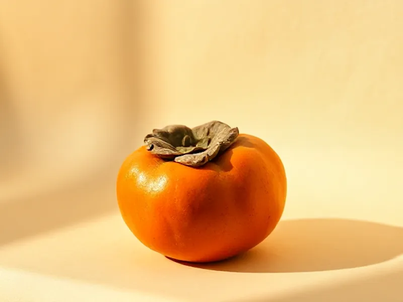 Orange persimmon with its calyx