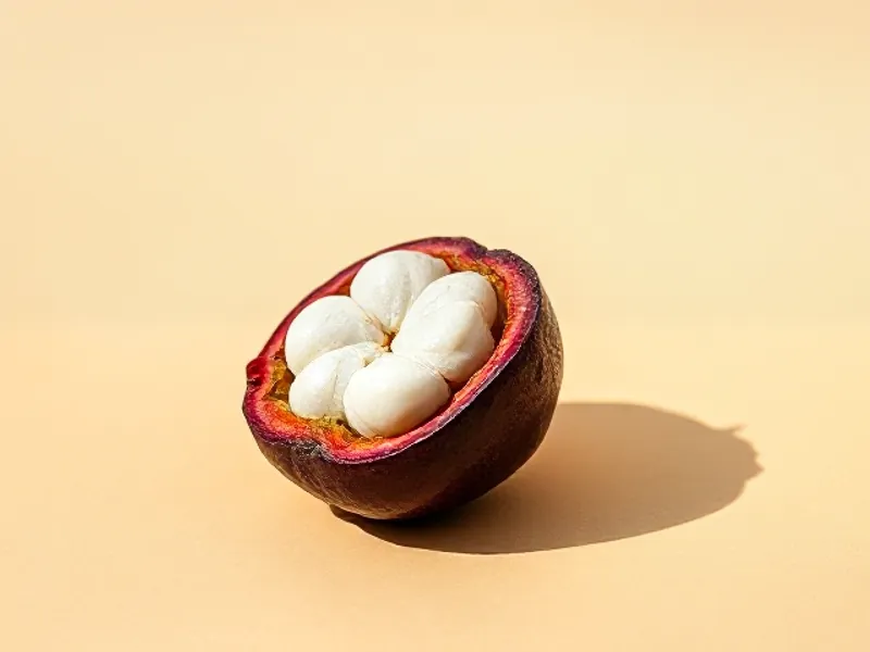 Mangosteen cut open showing its white segments