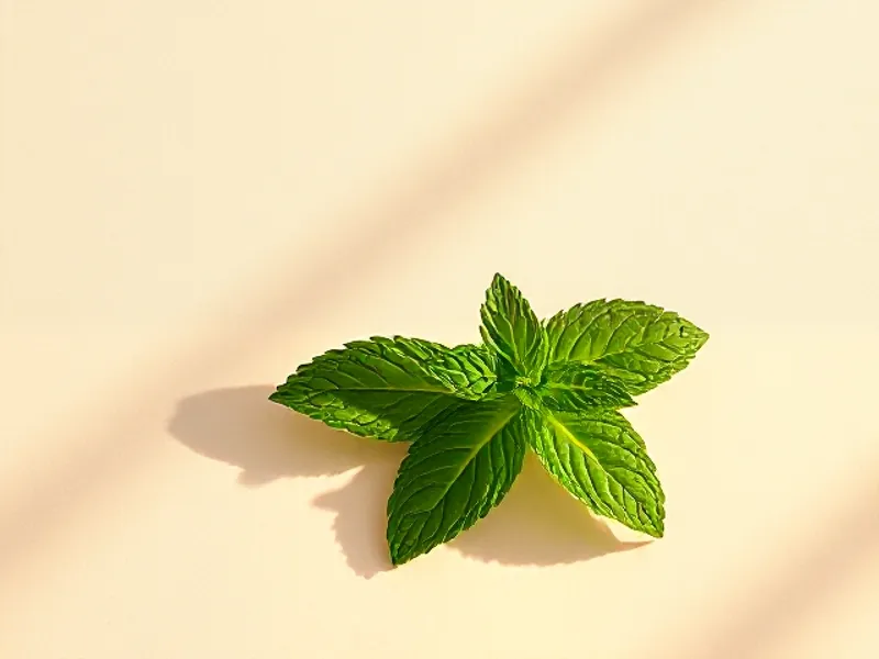 Bright green spearmint leaves