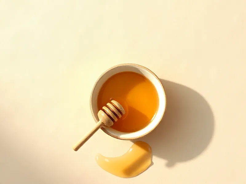 Bowl of golden honey with a wooden dipper
