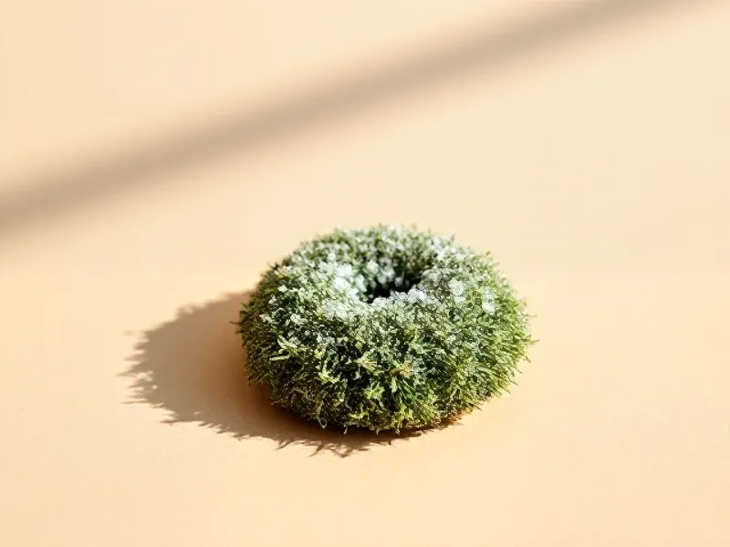Ball of green moss frosted with crystals