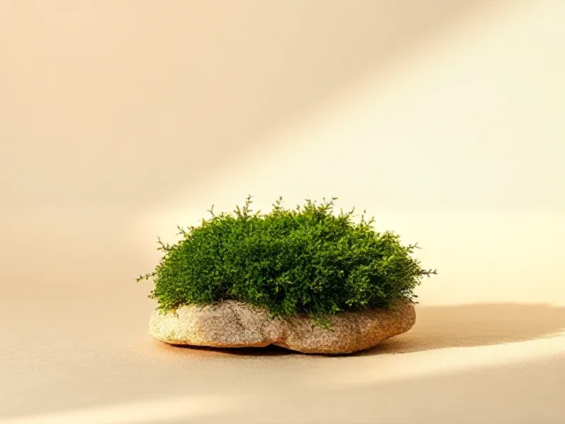 Cushion of fresh green moss on a stone