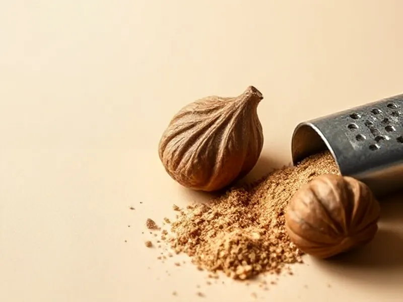 Whole nutmegs and freshly grated nutmeg