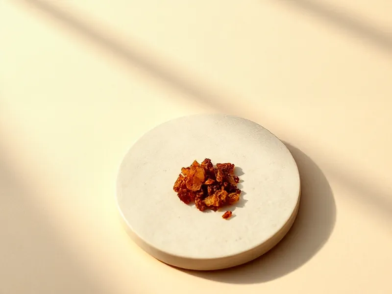 Myrrh resin tears on a pale stone dish