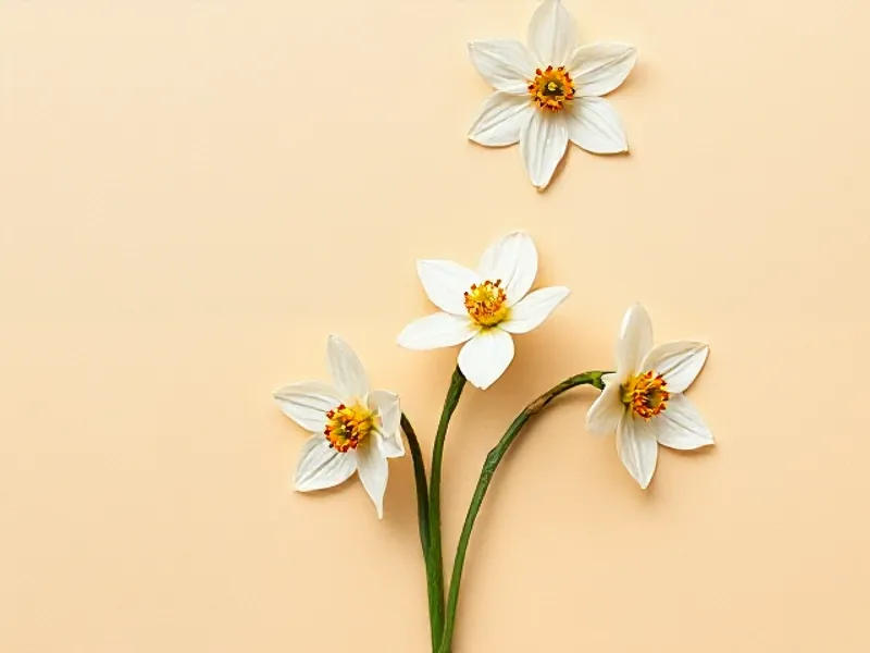 White narcissus flowers with yellow centres