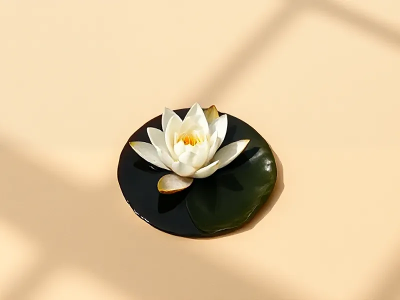 White water lily on a floating pad