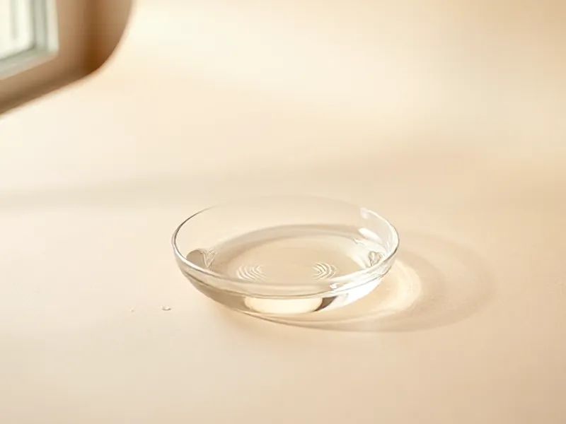 Clear glass dish with still water