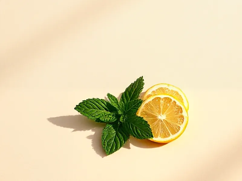 Mint leaves and a slice of lemon