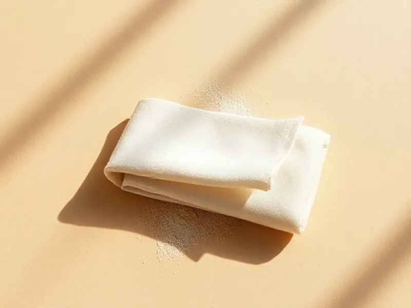 Folded white cashmere fabric with a little powder