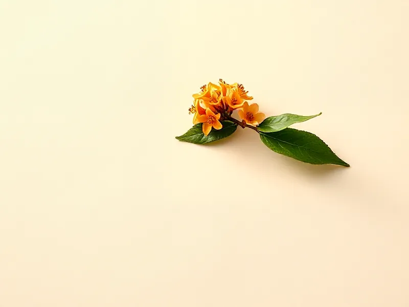 Small orange osmanthus flowers on a leafy branch