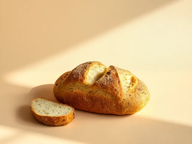 Crusty round loaf with a slice cut