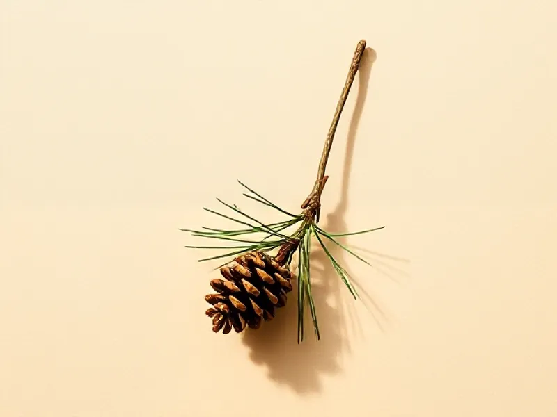 Pine branch with its needles and a pine cone
