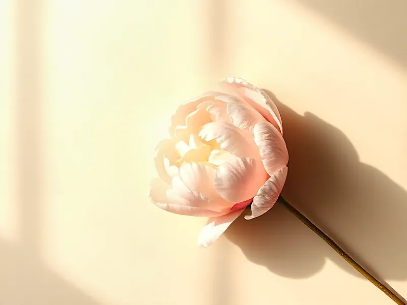 Pale pink peony with wide-open petals