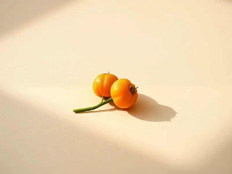 Small amber cloudberries on a stem