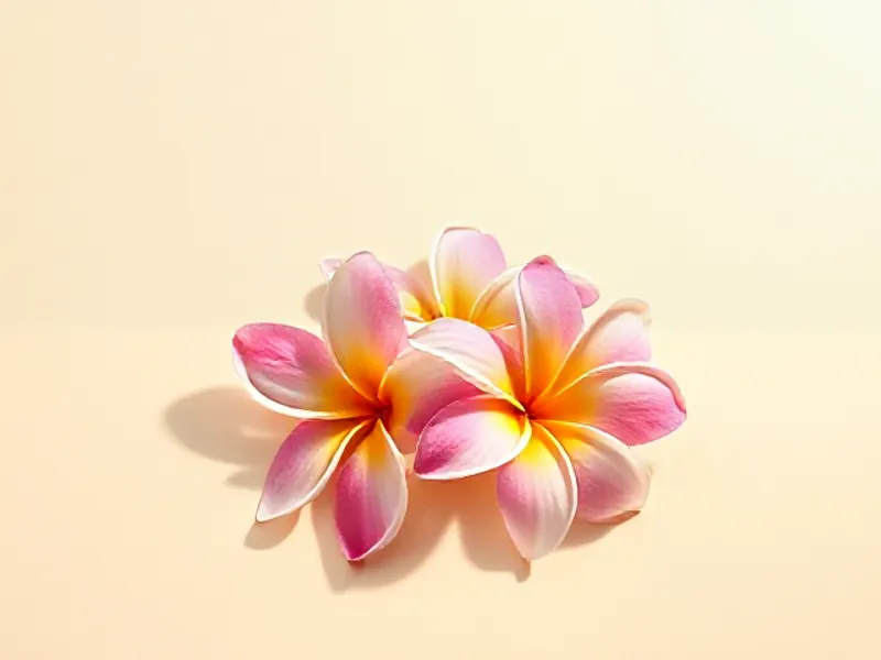 Pink and yellow plumeria flowers