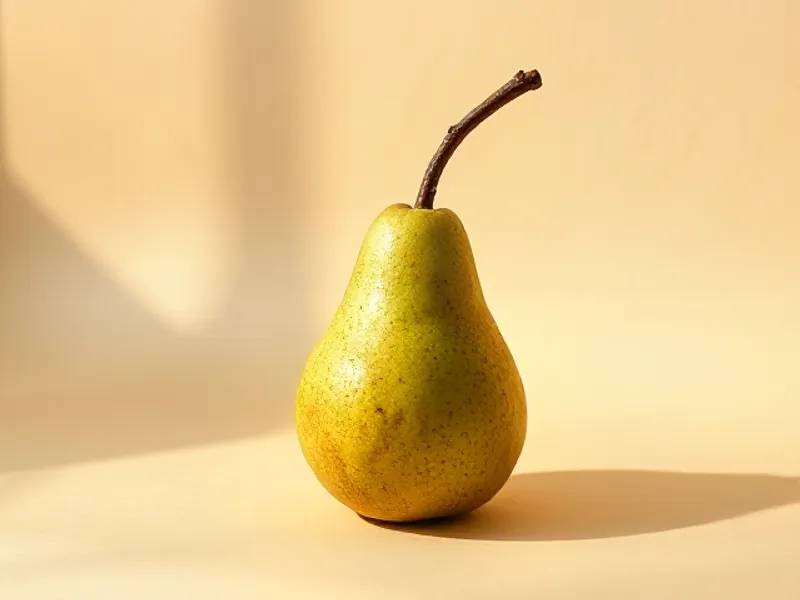 Green Anjou pear with its stalk